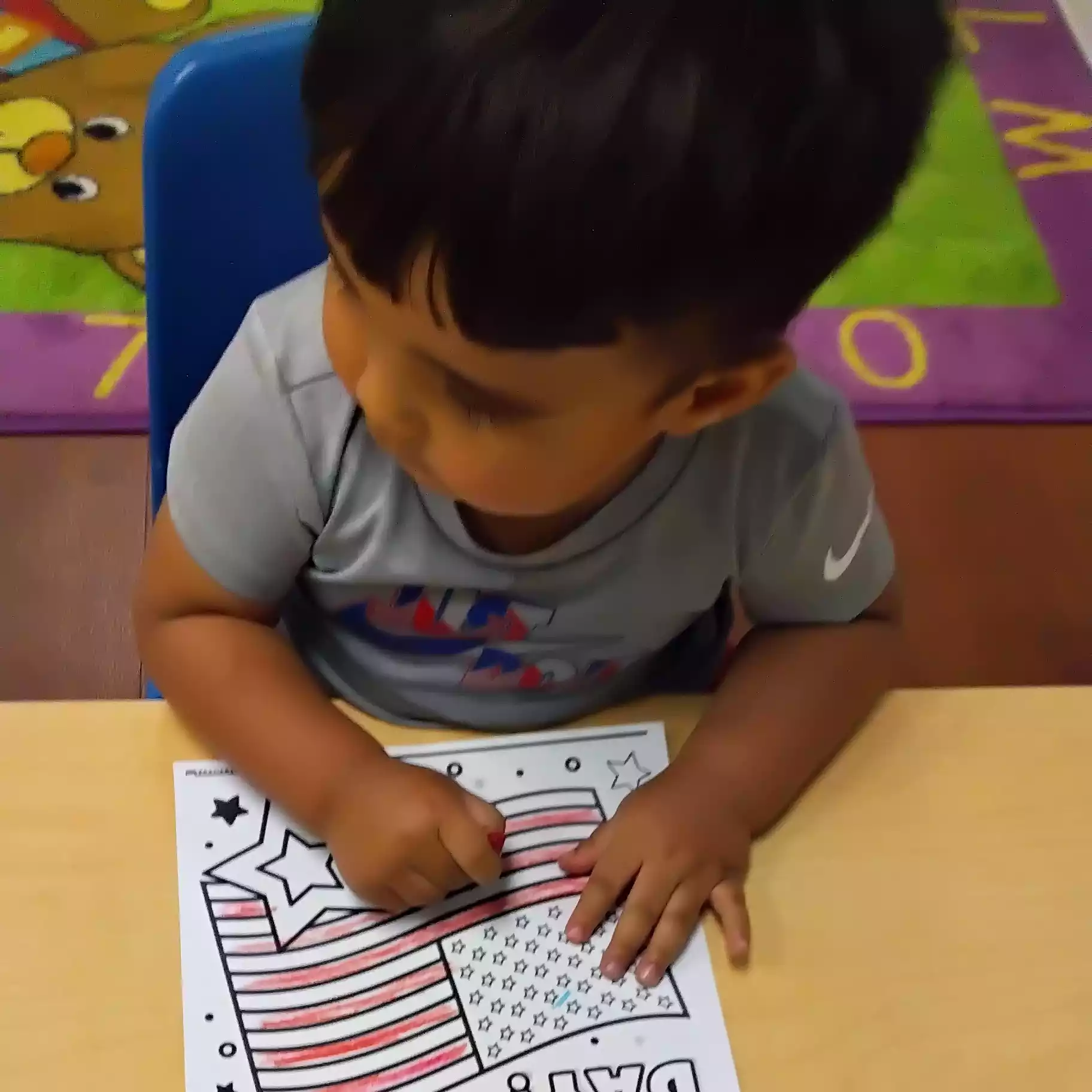 Pinebrook Pre-K Student Coloring Memorial Day Sheet Pinebrook Montessori student coloring Memorial Day sheet